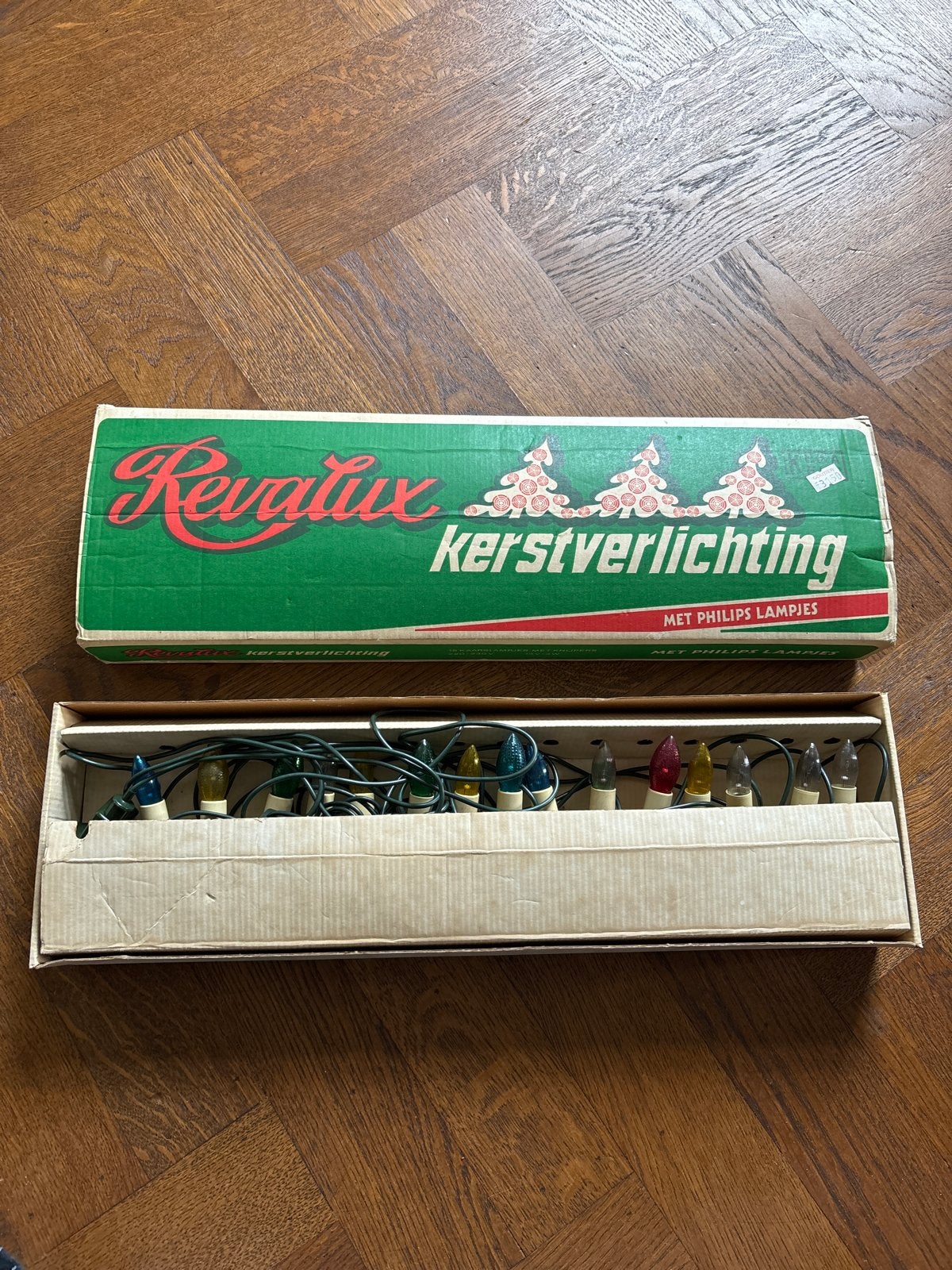 Vintage retro kerstlampjes kerstverlichting gekleird revalux, Diversen, Kerst, Ophalen of Verzenden, Zo goed als nieuw