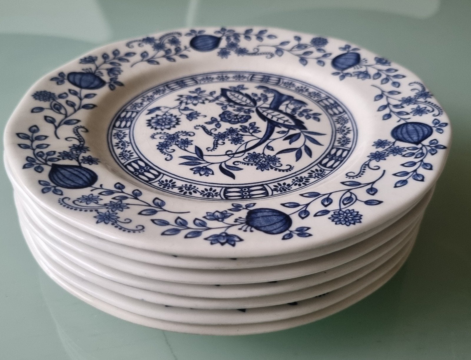 7 vintage bordjes "Blue Onion", van Enoch Wedgwood Tunstall, Antiek en Kunst, Ophalen of Verzenden