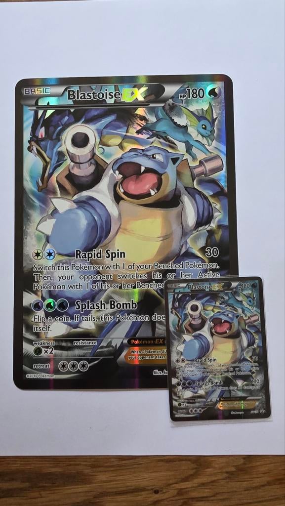 Blastoise EX XY122 Jumbo en normale promo kaart, Ophalen of Verzenden, Zo goed als nieuw, Meerdere kaarten