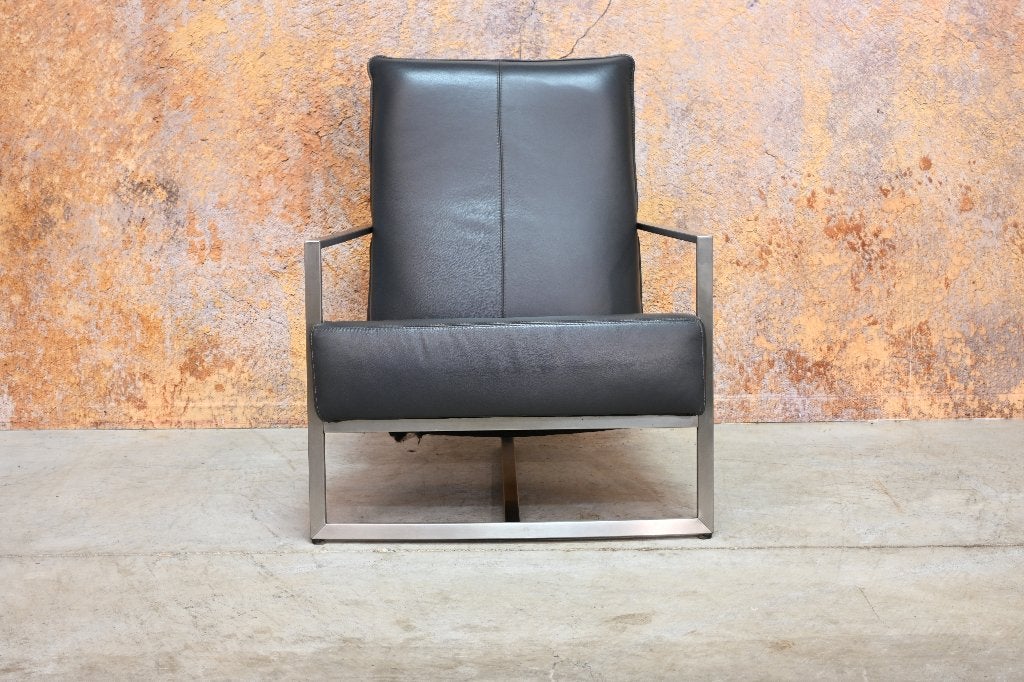 ZGANieuw! grijze leren Topform Prado design fauteuil