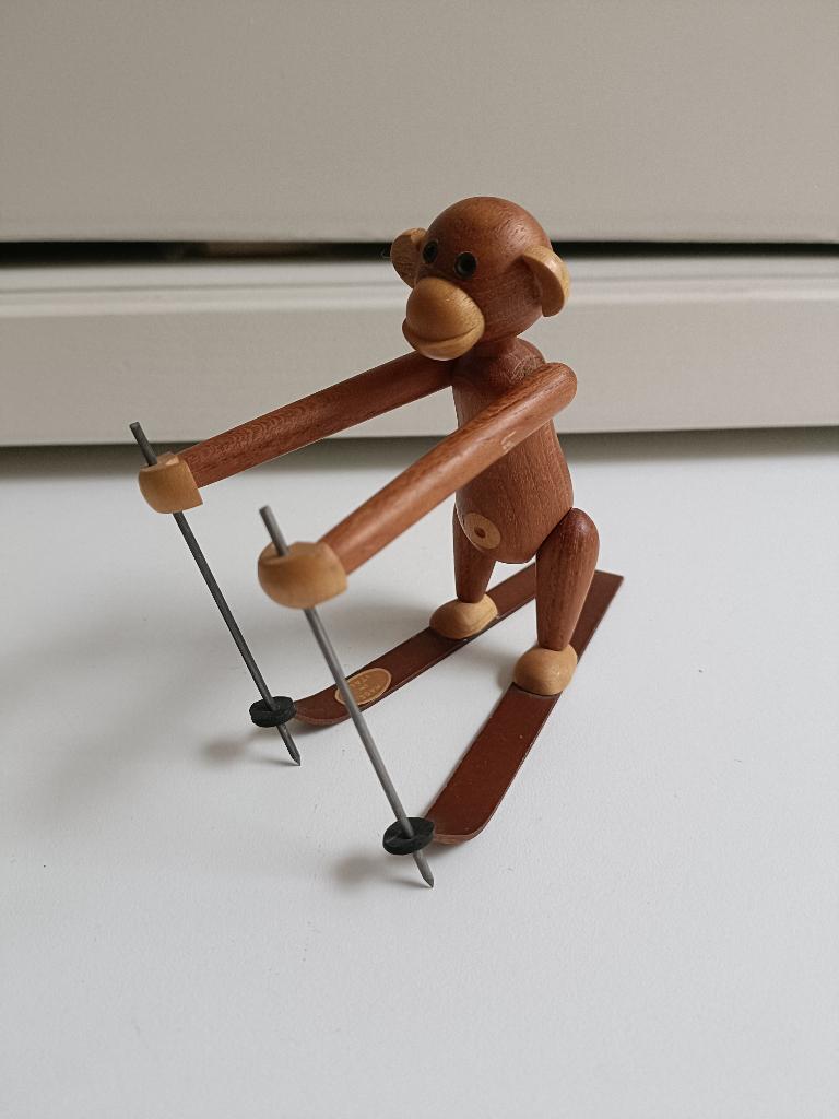 Vintage houten aap op skis, Antiek en Kunst, Ophalen of Verzenden