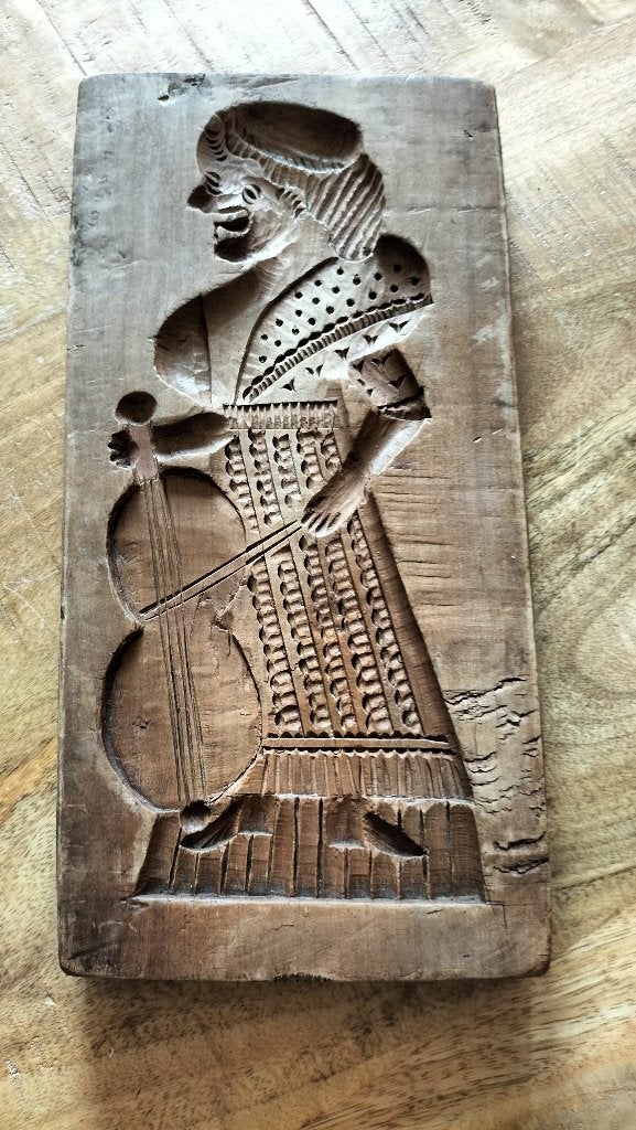 Vintage Houtsnijwerk Dubbelzijdige Speculaasplank, Overige onderwerpen, Houtsnijwerk, Ophalen of Verzenden, Handgemaakt