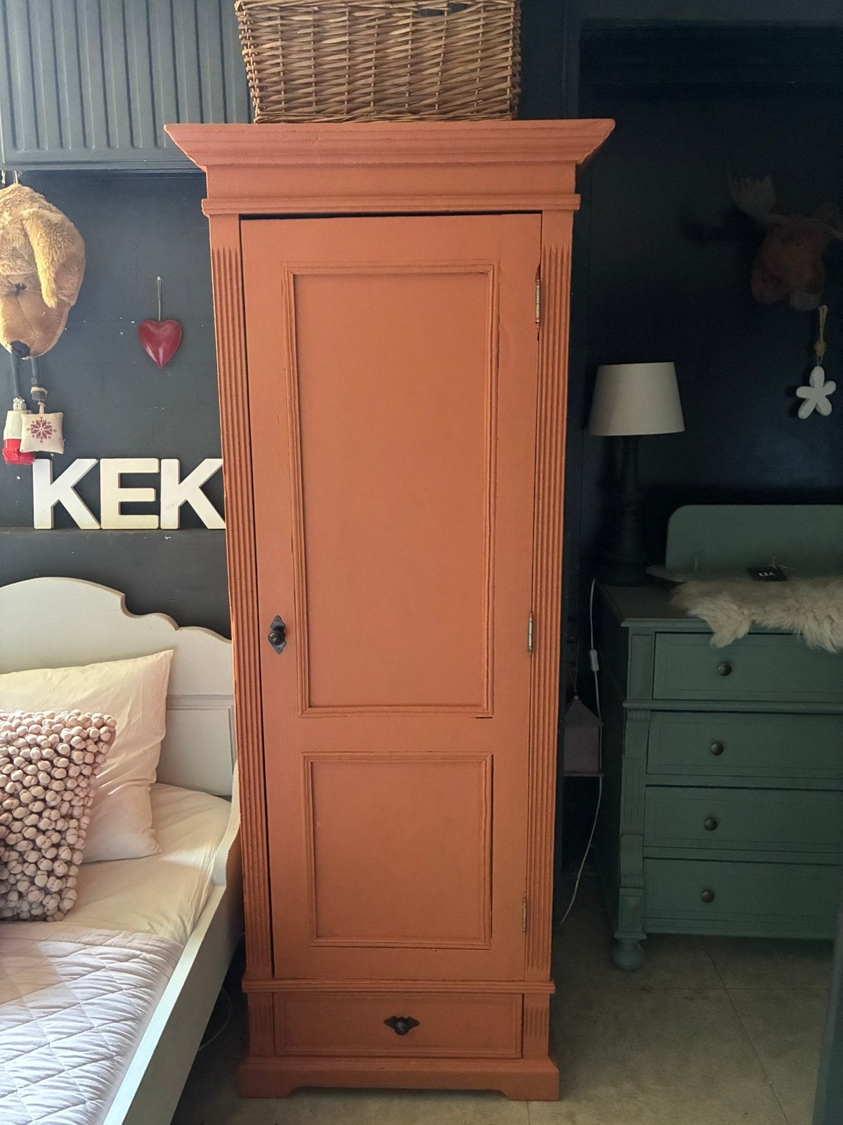 Brocante smalle kast Cotta ( hang/leg), 50 tot 70 cm, 105 cm of meer, Ophalen of Verzenden, 100 cm of meer