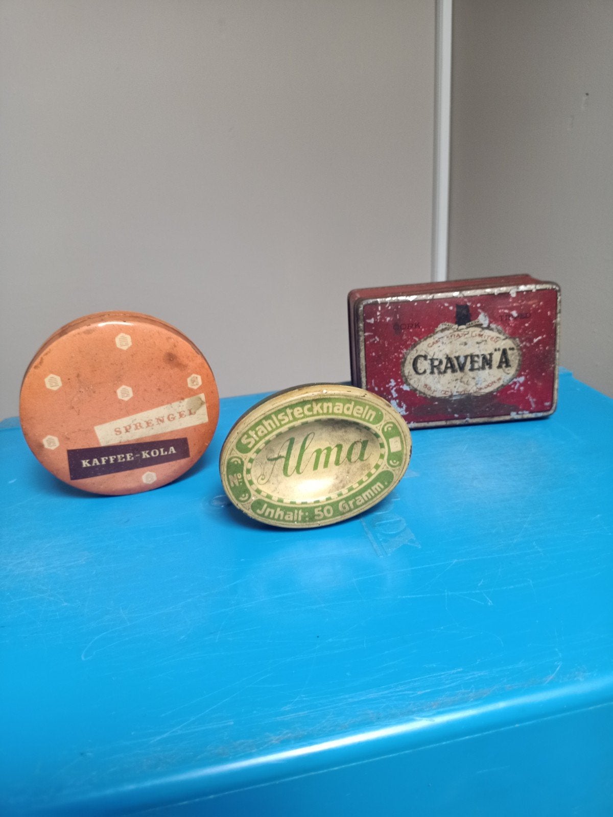Vintage blikken: Sprengel, Alma, Craven 'A', Verzamelen, Ophalen of Verzenden, Gebruikt, Overige, Overige merken