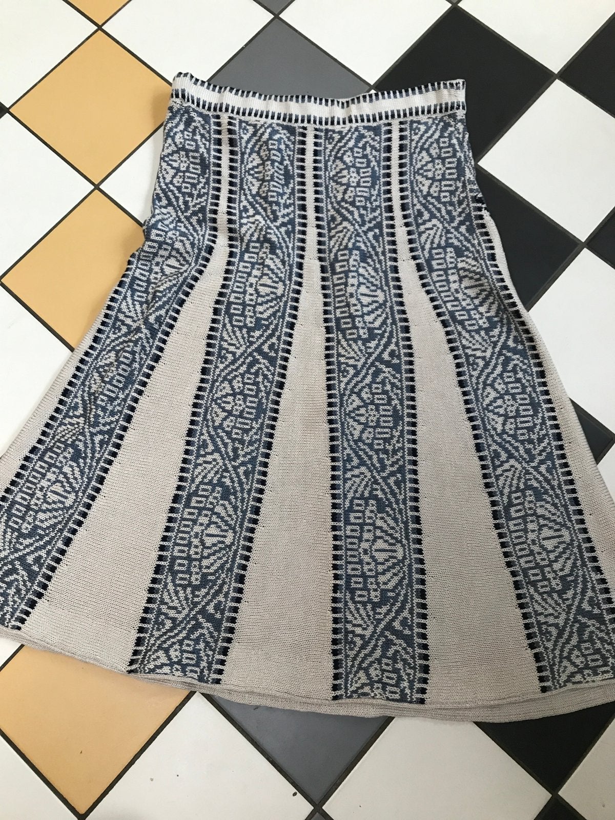 Asarti pima katoen rok gebreid s blauw ecru ingebreid, Maat 38/40 (M), Blauw, Ophalen of Verzenden, Zo goed als nieuw