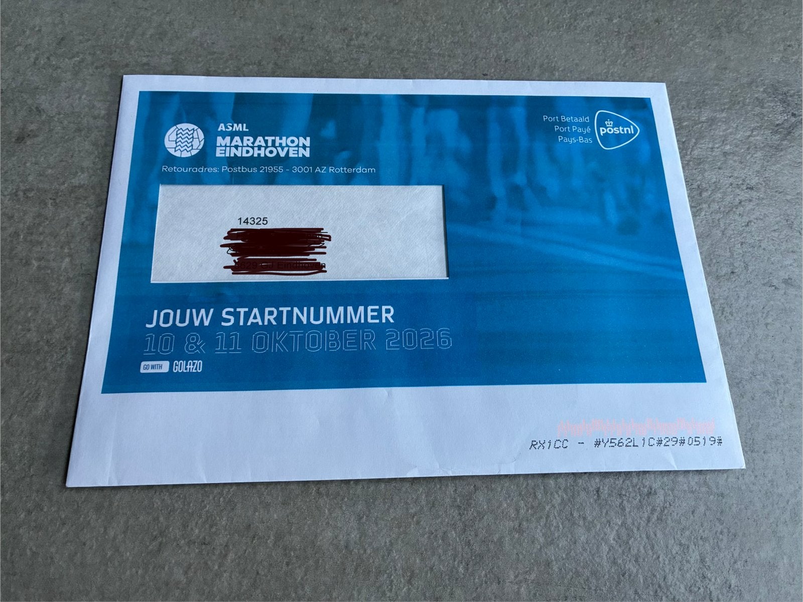Startnummer halve marathon Eindhoven 11 oktober 2026, Ophalen of Verzenden, Nieuw, Overige typen, Overige merken