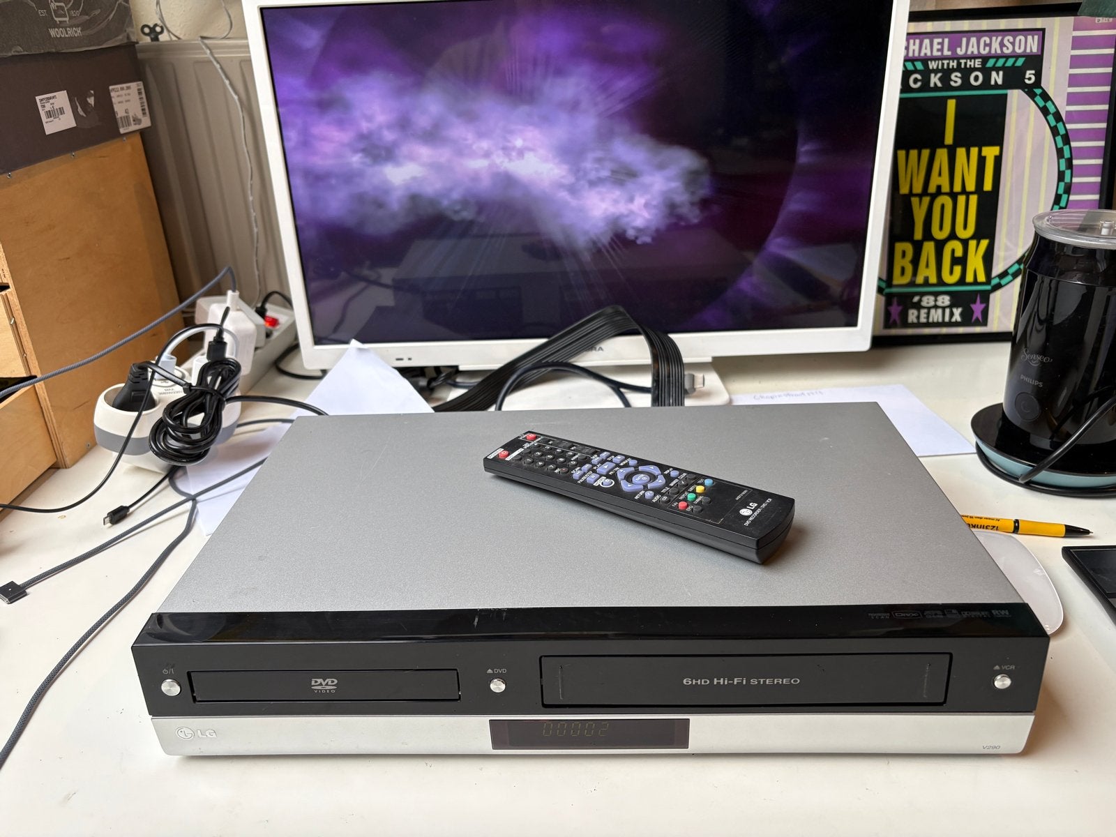 LG V290 DVD/VCR Combo Speler met Afstandsbediening, Audio, Tv en Foto, Videospelers, Ophalen of Verzenden, Gebruikt, VHS-speler of -recorder