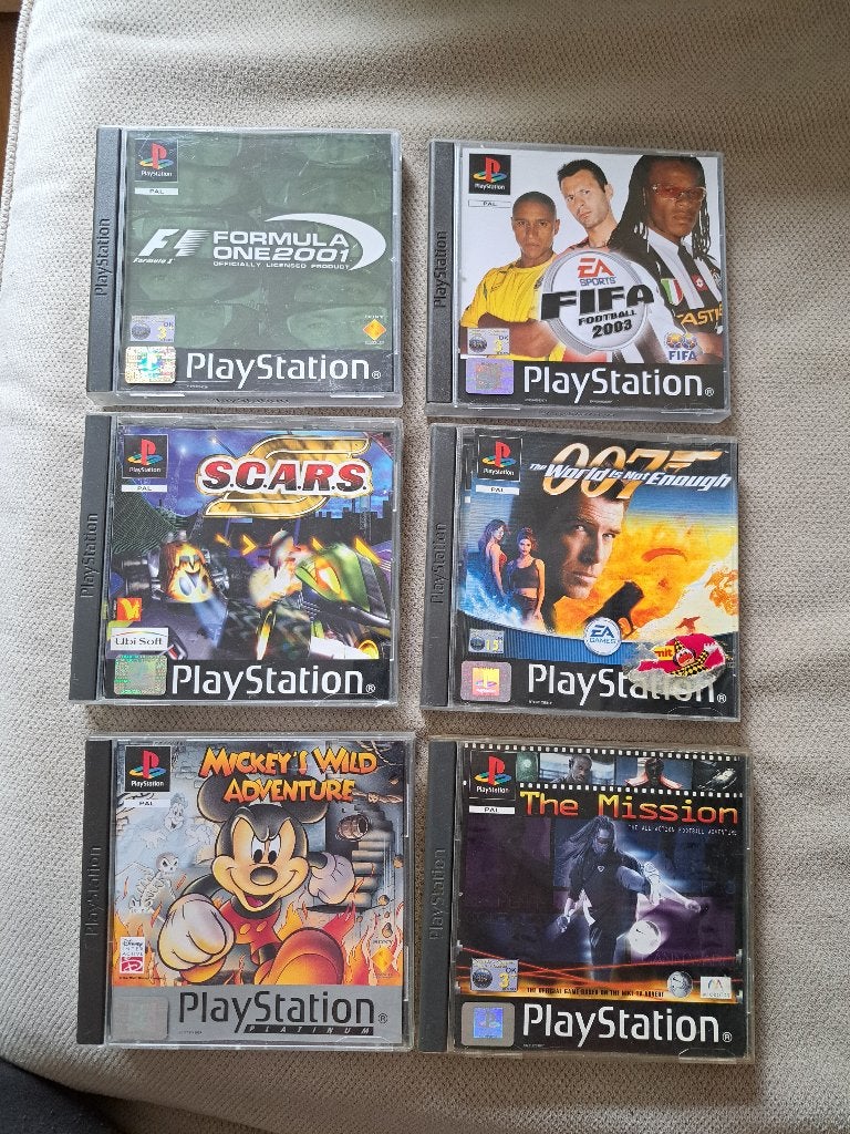 6 PS1-spellen, meerdere titels, Spelcomputers en Games, 1 speler, Ophalen of Verzenden, Zo goed als nieuw, Vanaf 3 jaar