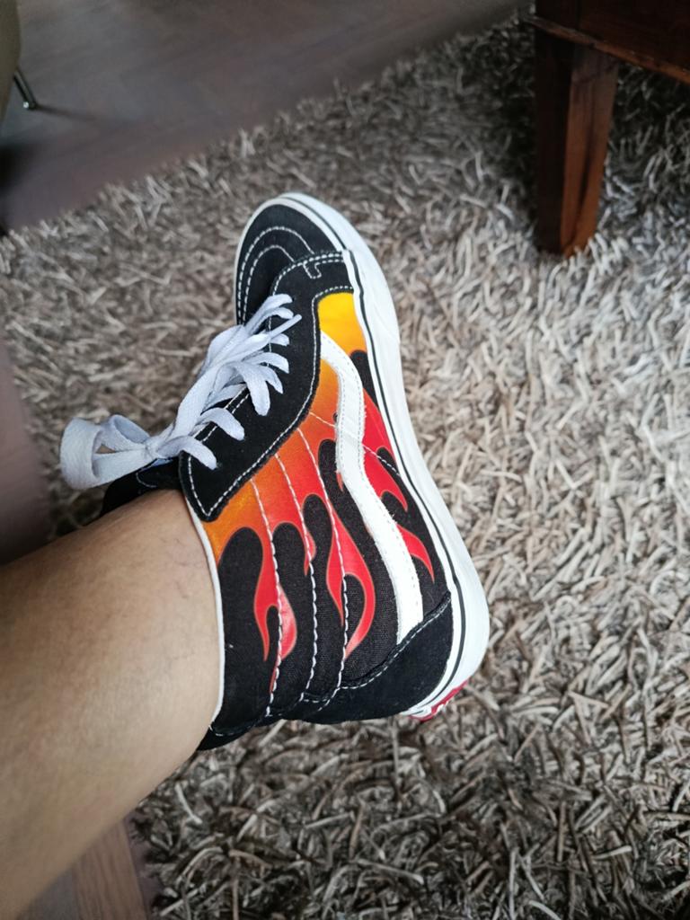 Vans Sk8-Hi vlammen sneakers maat 38- 38.5, Zwart, Ophalen of Verzenden, Sneakers of Gympen, Gedragen