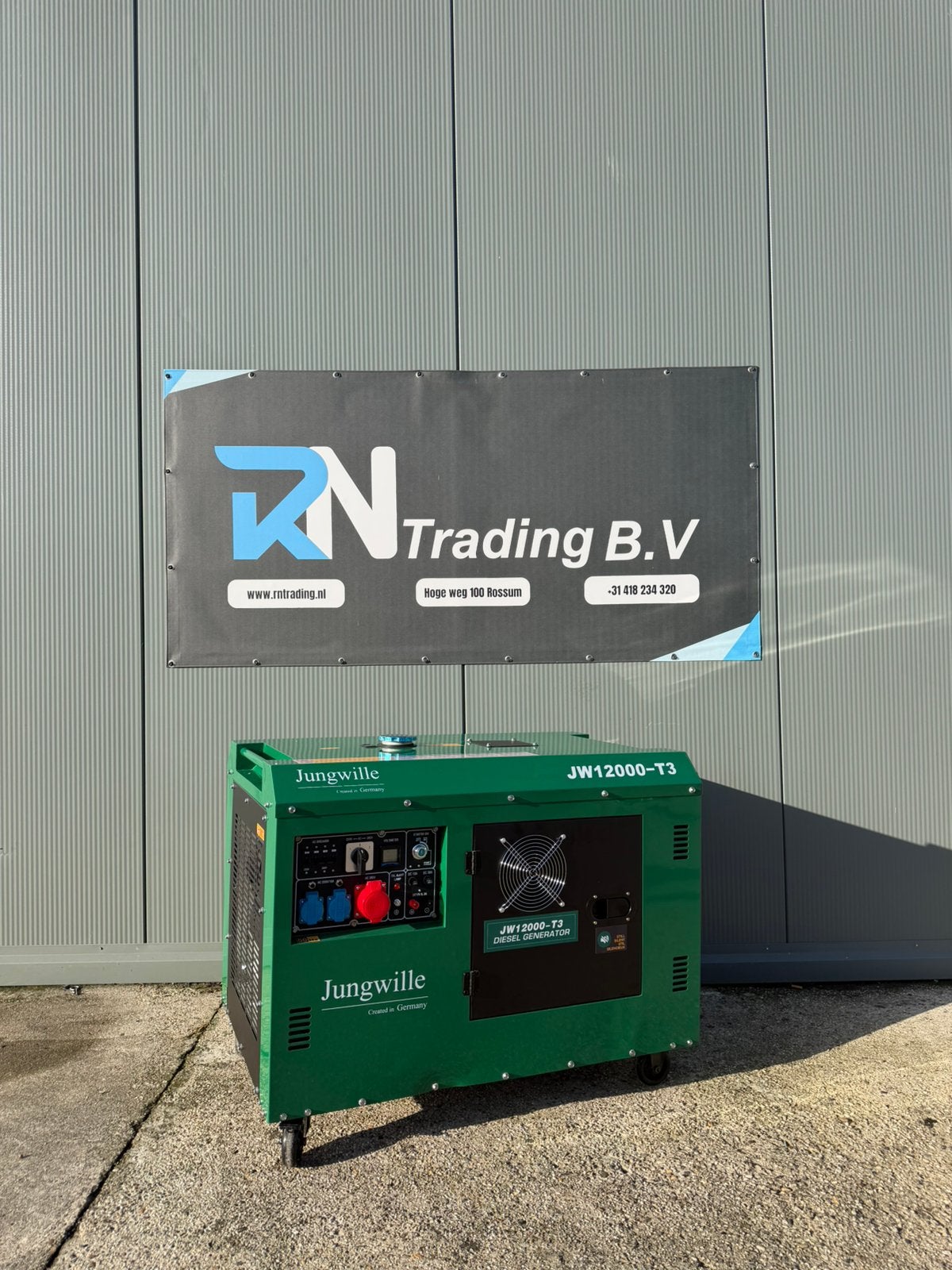 Jungwille JW12000-T3 Diesel Generator – 12 kVA – 3-fase, Ophalen, Dieselolie, Geluidgedempt, Nieuw