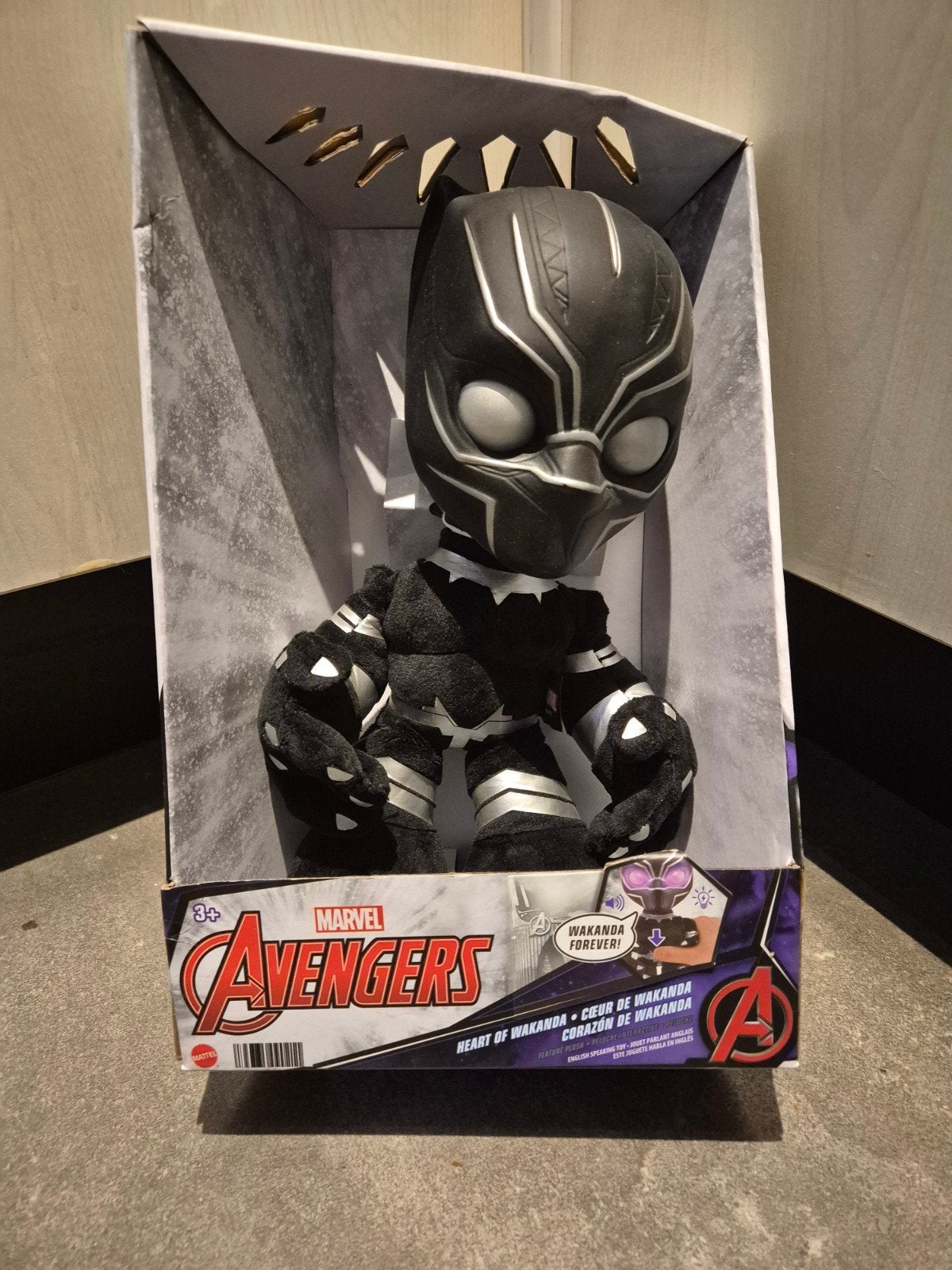 Marvel Avengers Black Panther knuffel met licht, Kinderen en Baby's, Speelgoed | Actiefiguren, Zo goed als nieuw, Ophalen of Verzenden