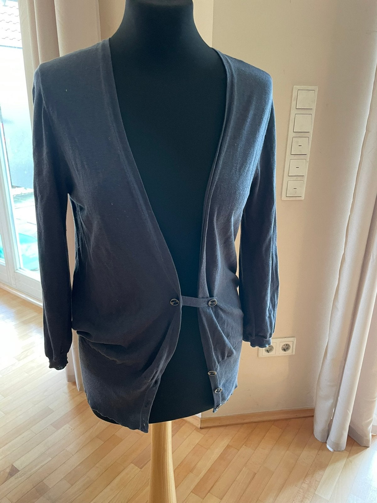 Turnover zacht soepel fijn vestje blauw zijde katoen M, Ophalen of Verzenden, Zo goed als nieuw, Blauw