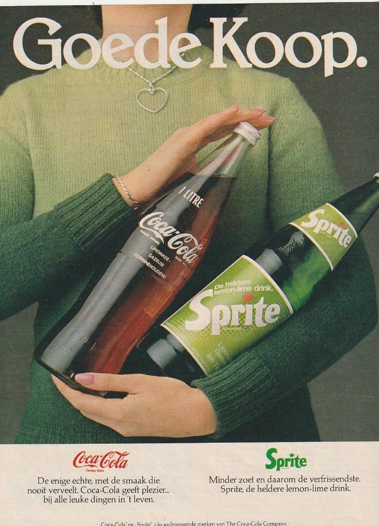 Retro reclame 1976 Coca-Cola frisdrank en ook Sprite, Verzenden, Overige typen