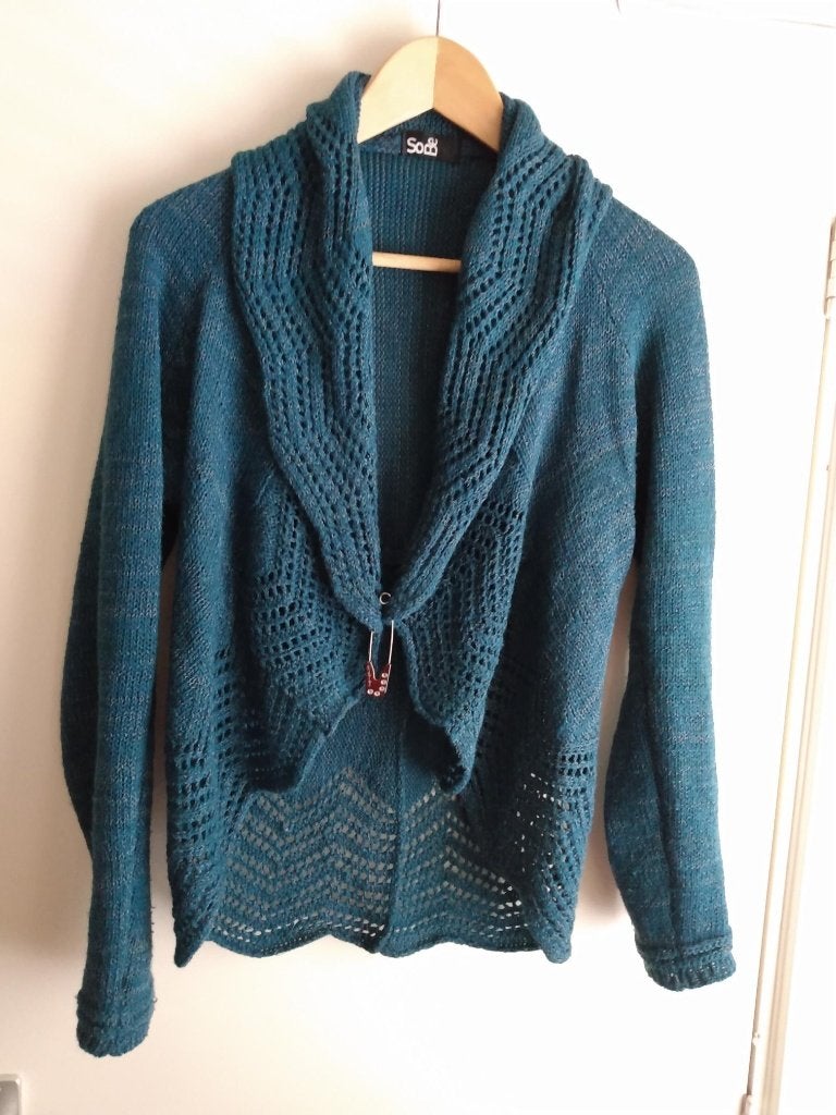 Vest, blauw/turquoise, maat S/M, Ophalen of Verzenden, Zo goed als nieuw, Maat 38/40 (M), Blauw