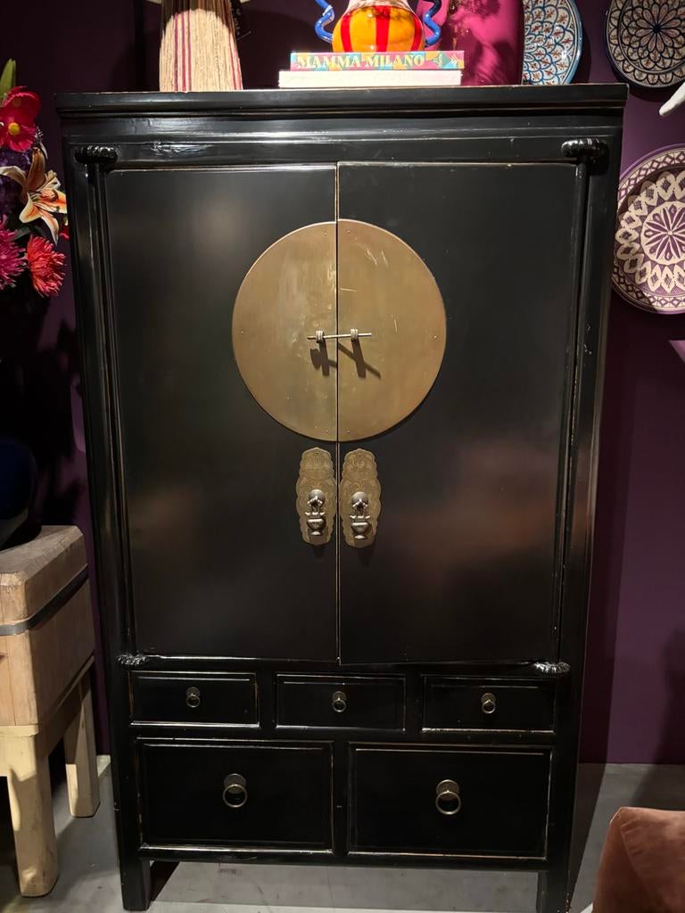 Chinese Bruidskast - Zwart met Messing Details, Ophalen of Verzenden