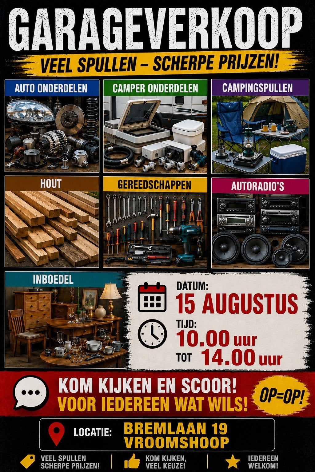 garageverkoop!, Diversen, Ophalen of Verzenden