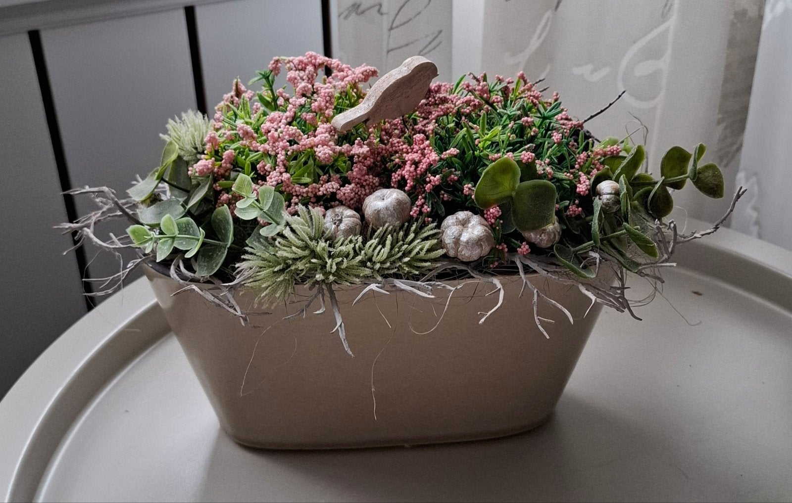 Kunst bloemstuk in pot, Huis en Inrichting, Ophalen of Verzenden, Zo goed als nieuw