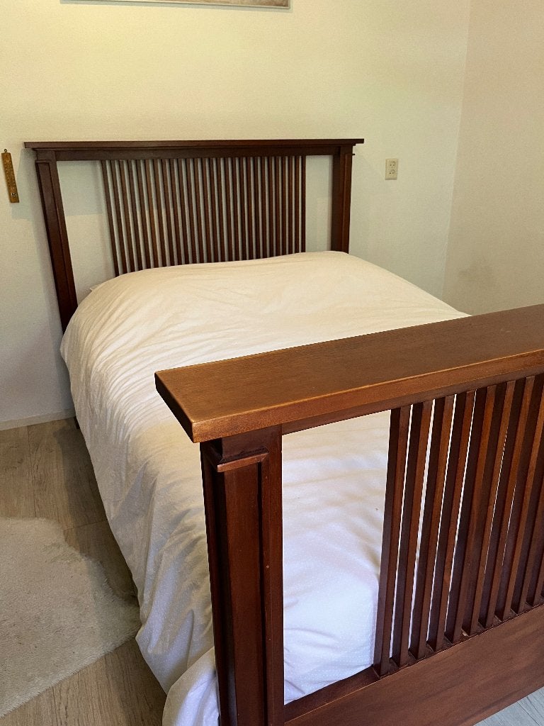 Massief houten bed, Ophalen, Gebruikt, Bruin, Tweepersoons