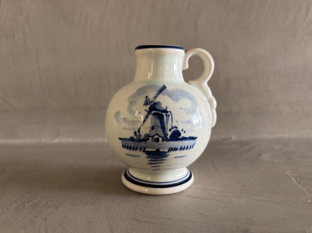 Oud KLEIN Kannetje Molen Delfts Blauw 9 cm Chip, Ophalen of Verzenden