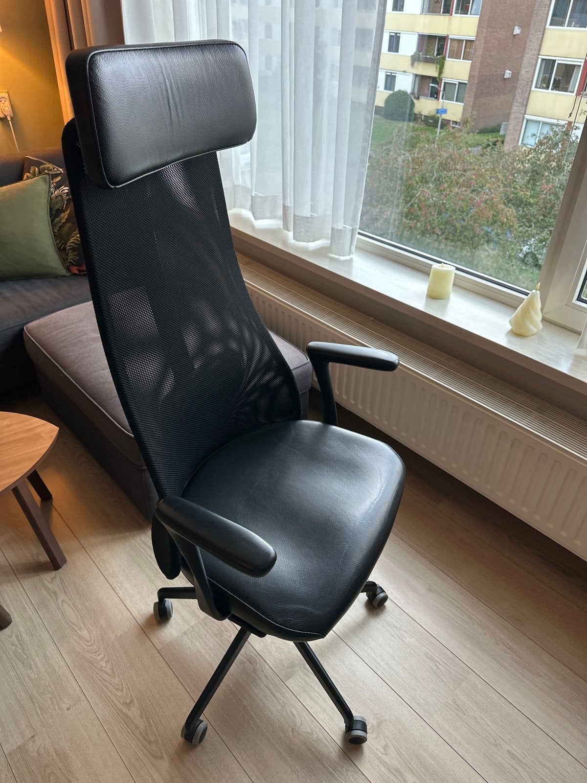 IKEA JÄRVFJÄLLET Bureaustoel Zwart Leer Ergonomisch, Ophalen, Gebruikt, Zwart, Bureaustoel