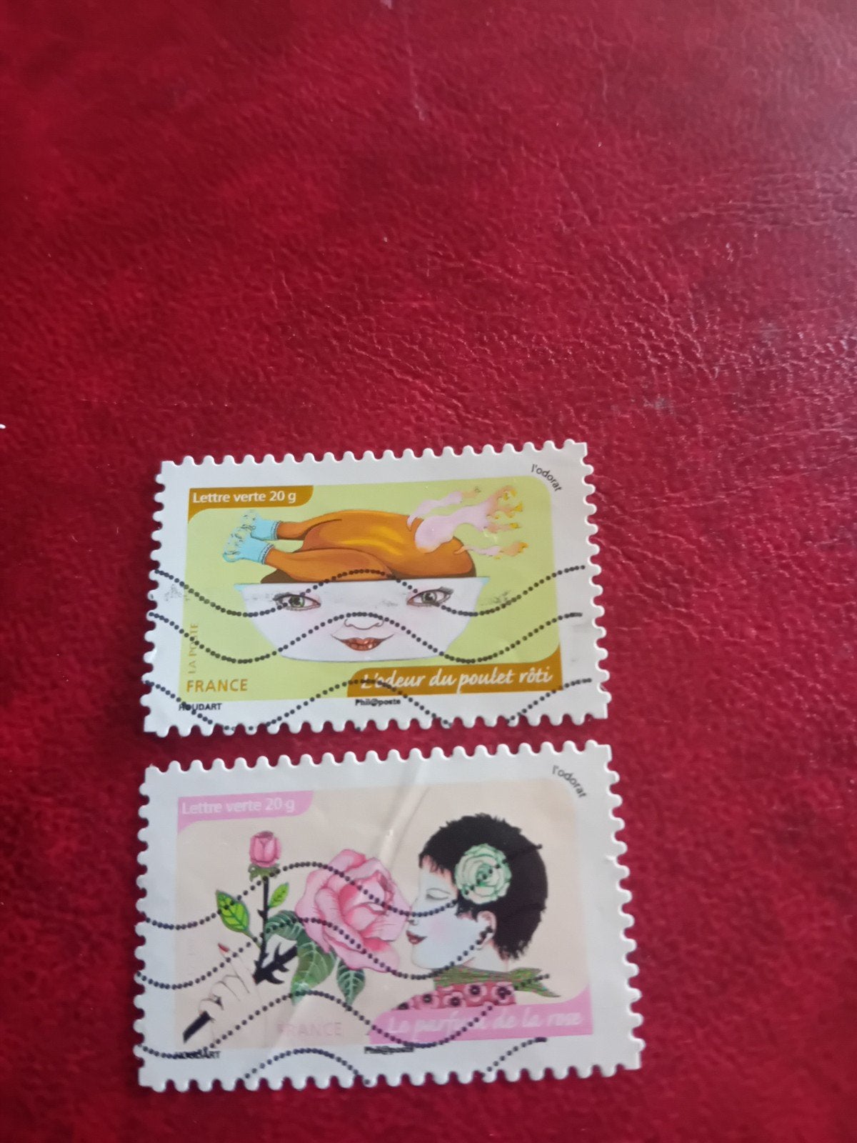Franse postzegels: Kip en Roos (geparfumeerd), Ophalen of Verzenden, Gelopen, Frankrijk