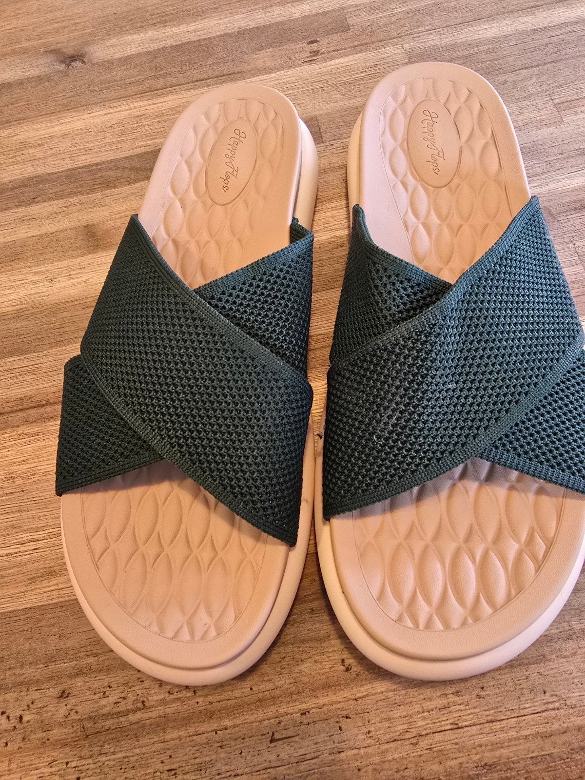 HappyFlops, maat 40, donkergroen, Slippers, Nieuw, Ophalen of Verzenden, Happy Flops