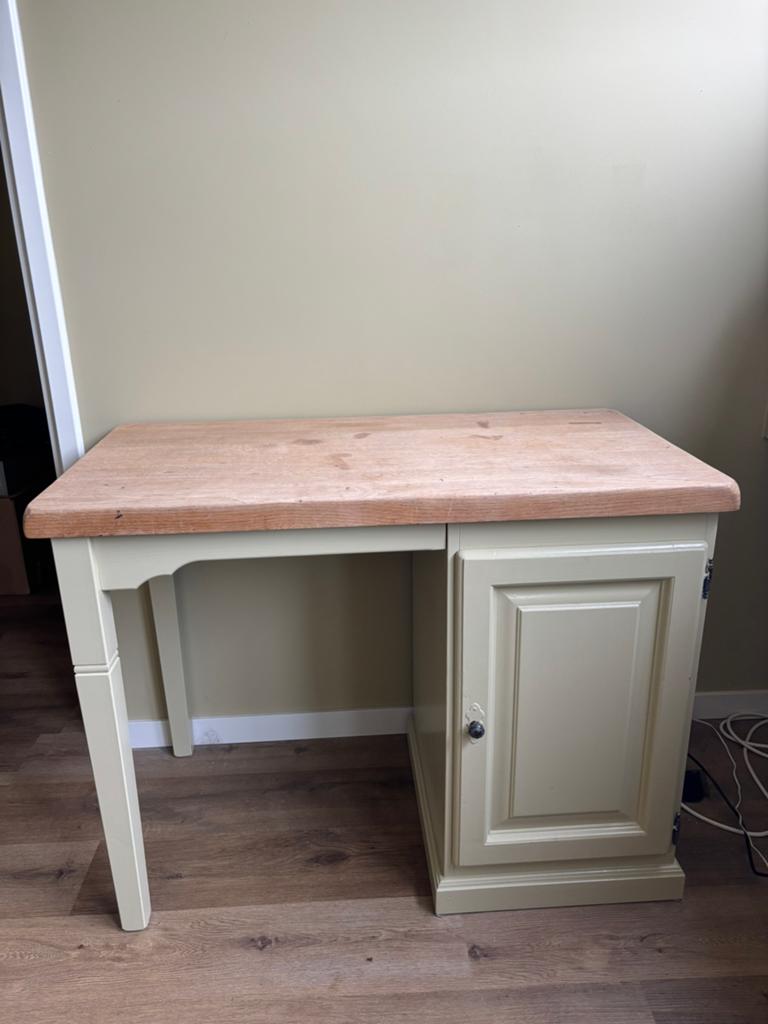 Bureau met opbergruimte / Make-uptafel van massief eikenhout, Ophalen, Groen, Gebruikt, Hout