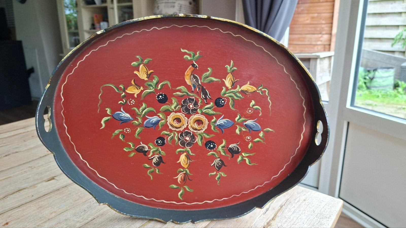 Authentiek Hindeloopen Dienblad - Handgeschilderd (42x33 cm), Antiek en Kunst, Antiek | Woonaccessoires, Ophalen of Verzenden