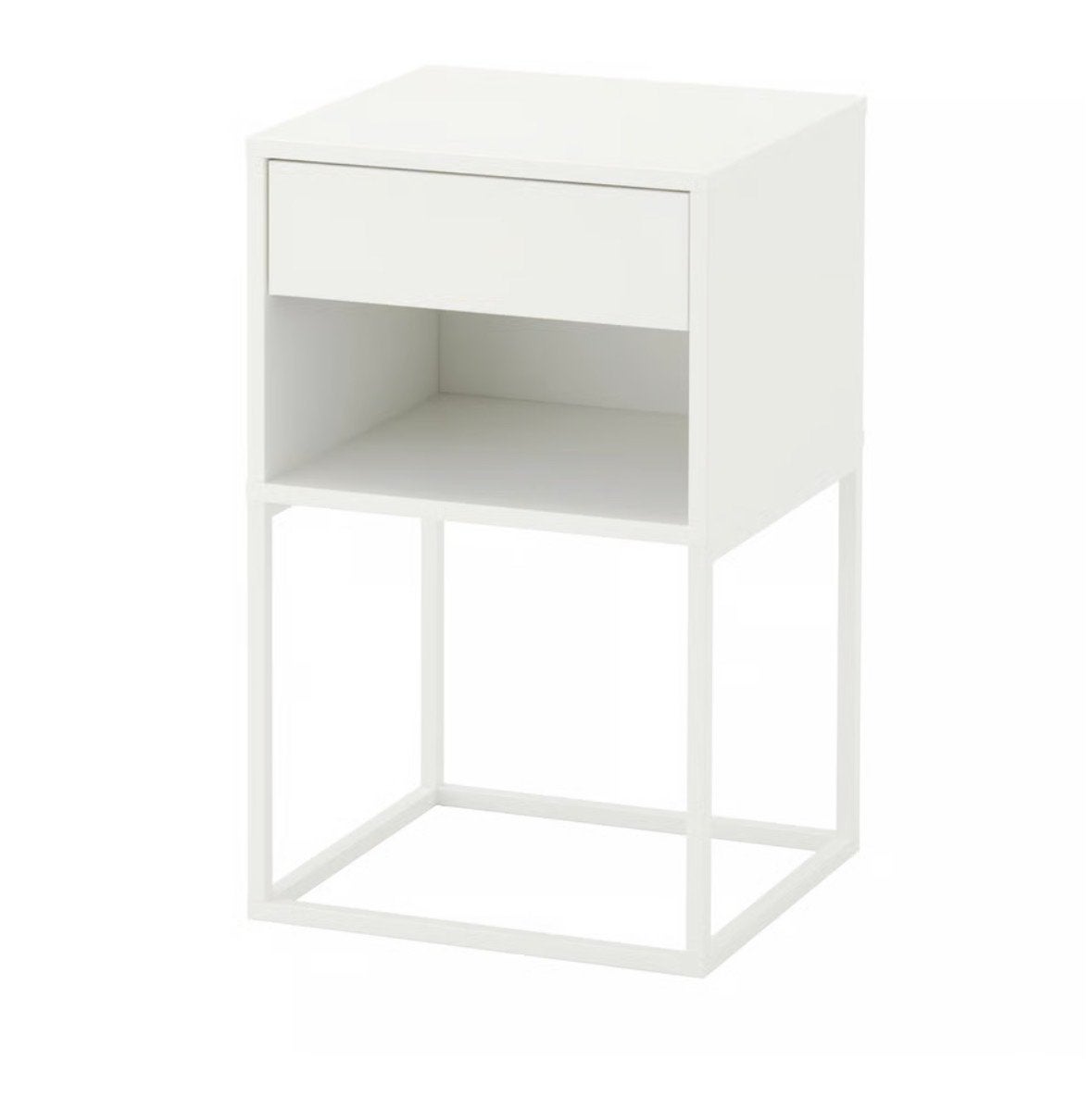 Set van 2 IKEA VIKHAMMER nachtkastjes - Zo goed als nieuw, Ophalen, Minder dan 45 cm, Metaal of Aluminium, 55 tot 70 cm