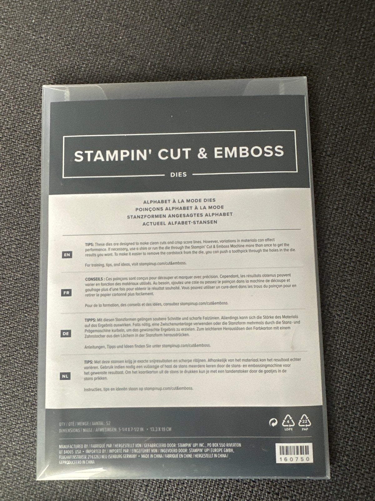 Stampin' Up! Alphabet à la Mode Dies Stansmallen, Hobby en Vrije tijd, Geschikt voor snijden, Zilver, Overige thema's, Gereedschap of Toebehoren