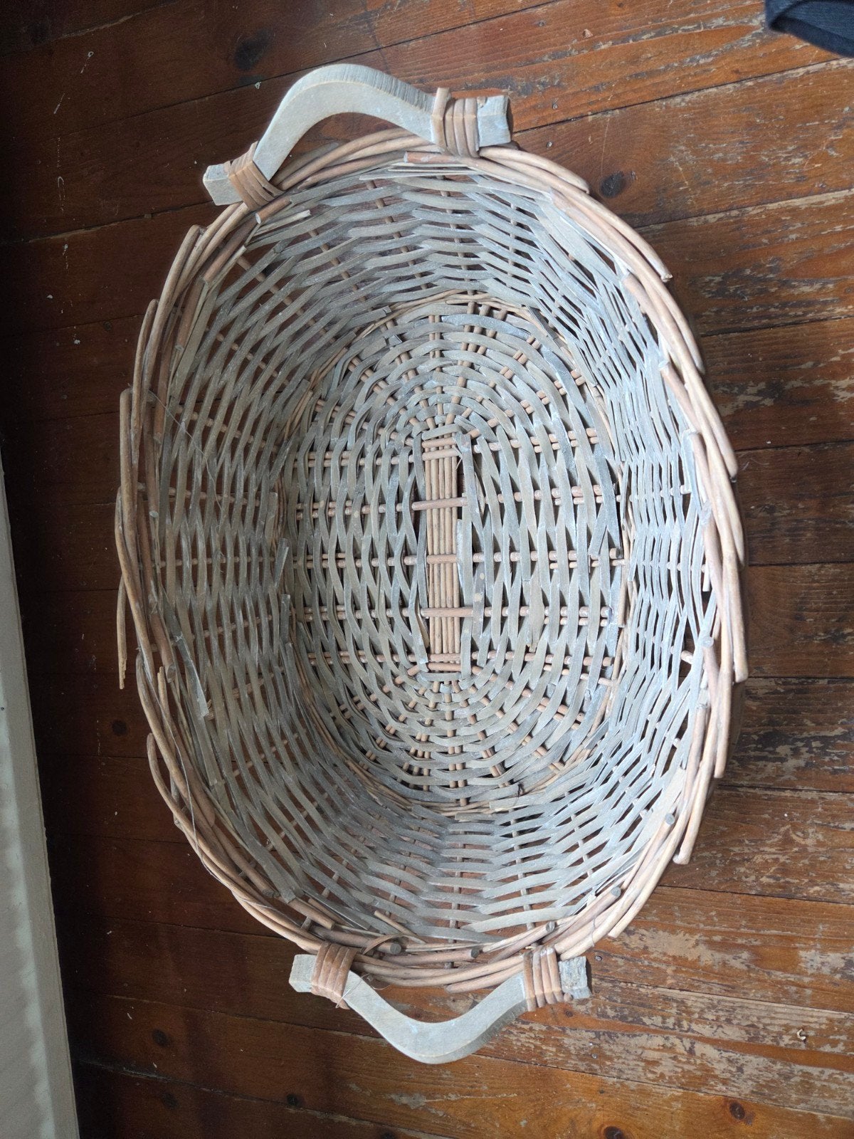 Grote Countryfield Rieten Mand Handvatten 60x45x20 cm, Huis en Inrichting, Ophalen, Mand, Gevlochten, Zo goed als nieuw