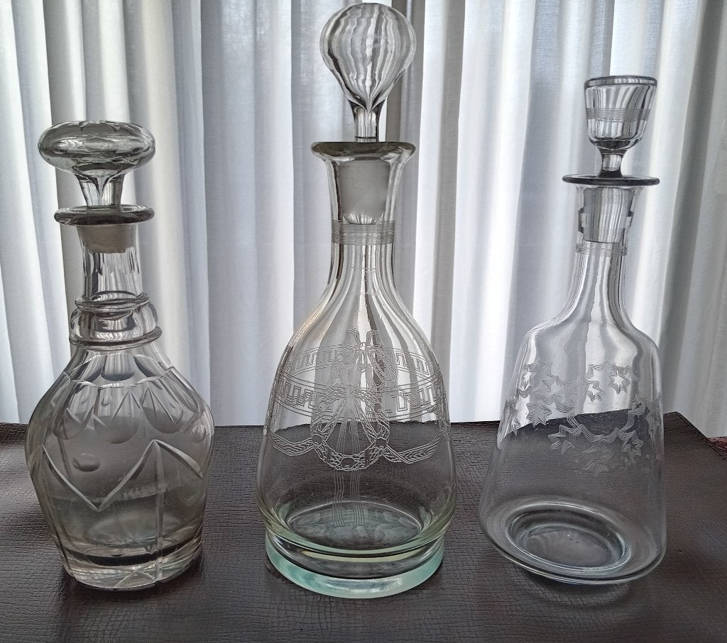 3 Antieke Karaffen uit 1850, Antiek en Kunst, Antiek | Glas en Kristal, Ophalen of Verzenden
