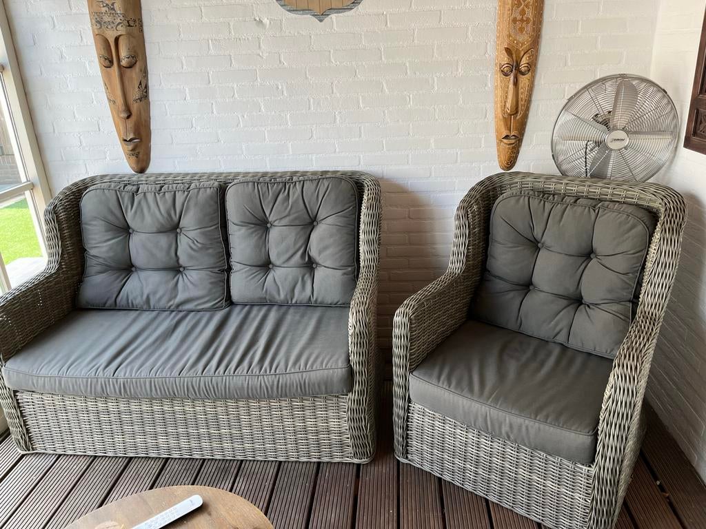 Comfortabele Wicker Loungeset met 4 Zitplaatsen, Ophalen, 4 zitplaatsen, Zo goed als nieuw, Loungeset
