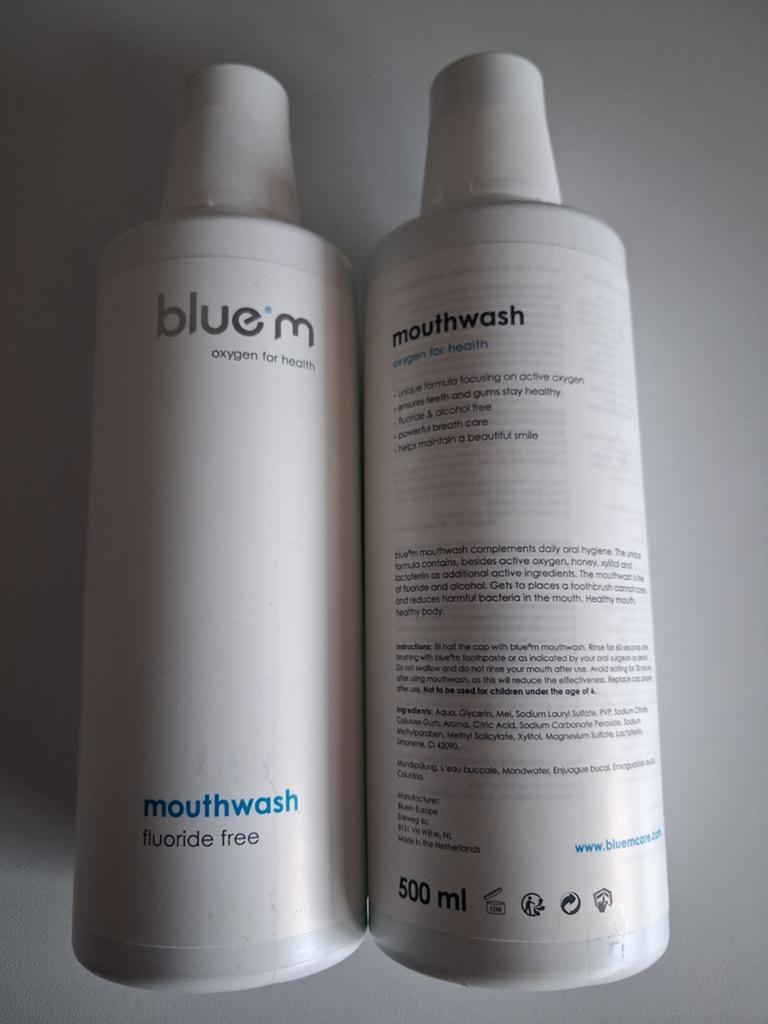 2 nieuwe flessen Blue'm mondwater zonder fluoride, Ophalen of Verzenden, Nieuw, Overige typen