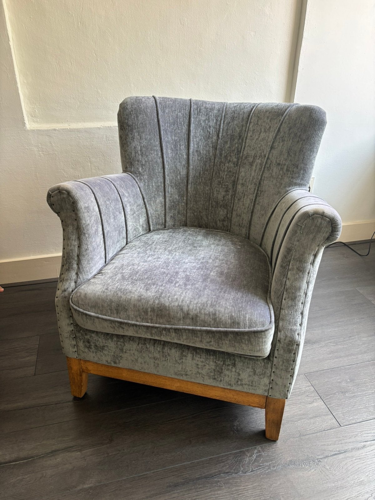 Mooie groene fauteuil van Riviera Maison, Huis en Inrichting, Fauteuils, Ophalen, Gebruikt, 75 tot 100 cm, 75 tot 100 cm