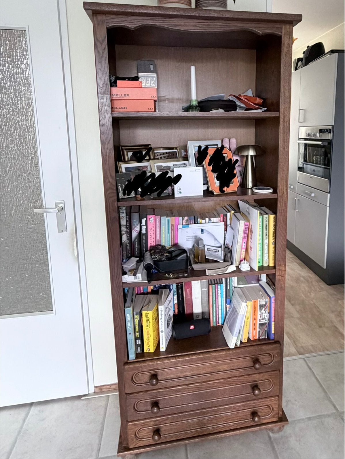 Karaktervolle boekenkast, Huis en Inrichting, Kasten | Boekenkasten, Ophalen, Minder dan 50 cm, Klassiek, Eikenhout