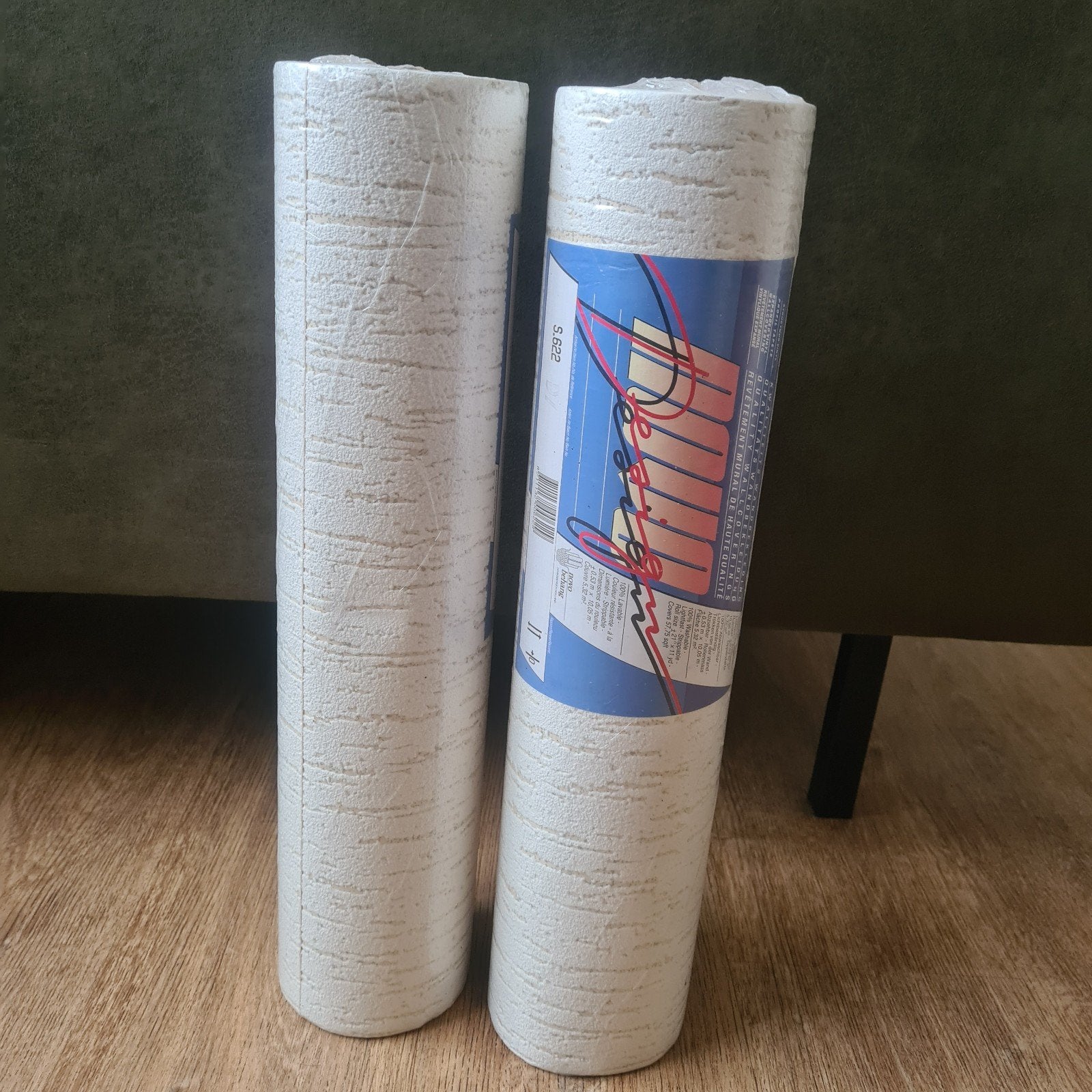 2 Vintage Rollen Zwaar Vinyl Structuur Behang - Zelfde Batch, Huis en Inrichting, Beige, Structuur, Ophalen of Verzenden, Vinylbehang