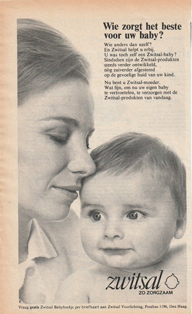 retro reclame 1966 Zwitsal helpt u met de baby, Verzenden, Overige typen