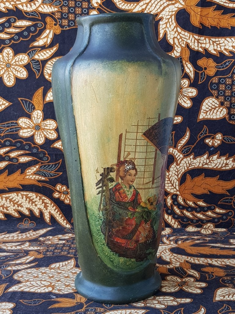 Mooie grote originele antieke vaas uit Japan 39 cm. uit 1900, Antiek en Kunst, Antiek | Vazen, Ophalen of Verzenden