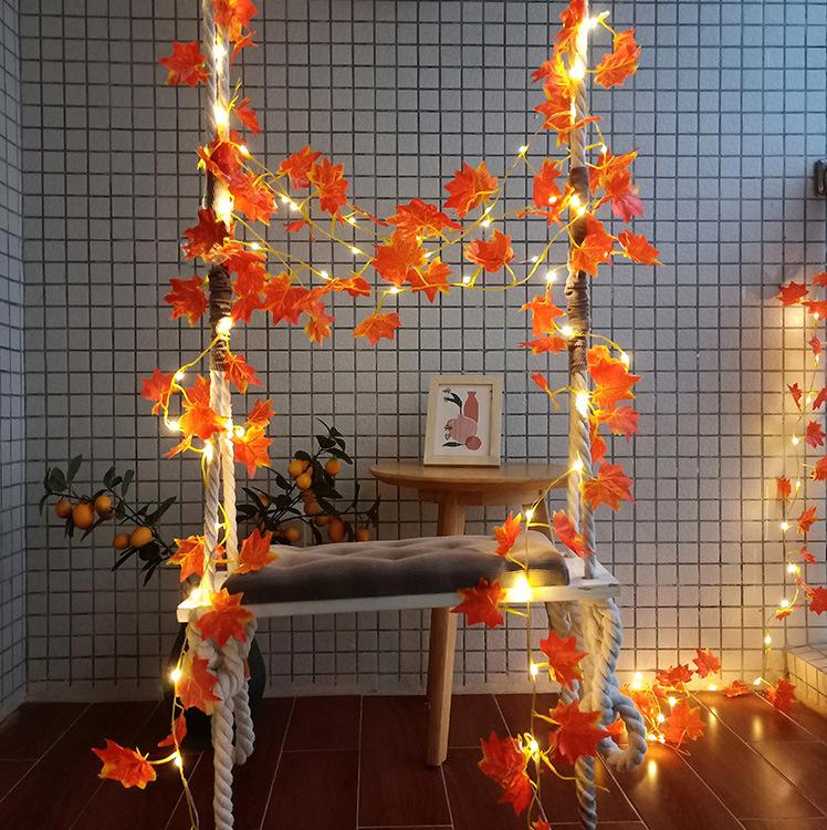 Esdoorn Slingers Met Solar Lamp Kunstplant Slinger Led Plant, Verzenden, Nieuw, Kunsttak, Met verlichting
