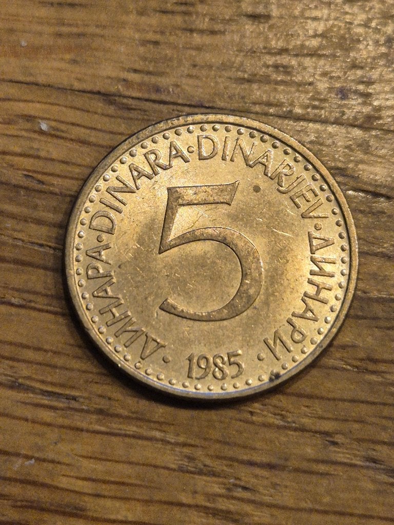 Joegoslavië - 5 Dinar 1985, Verzenden, Joegoslavië, Losse munt