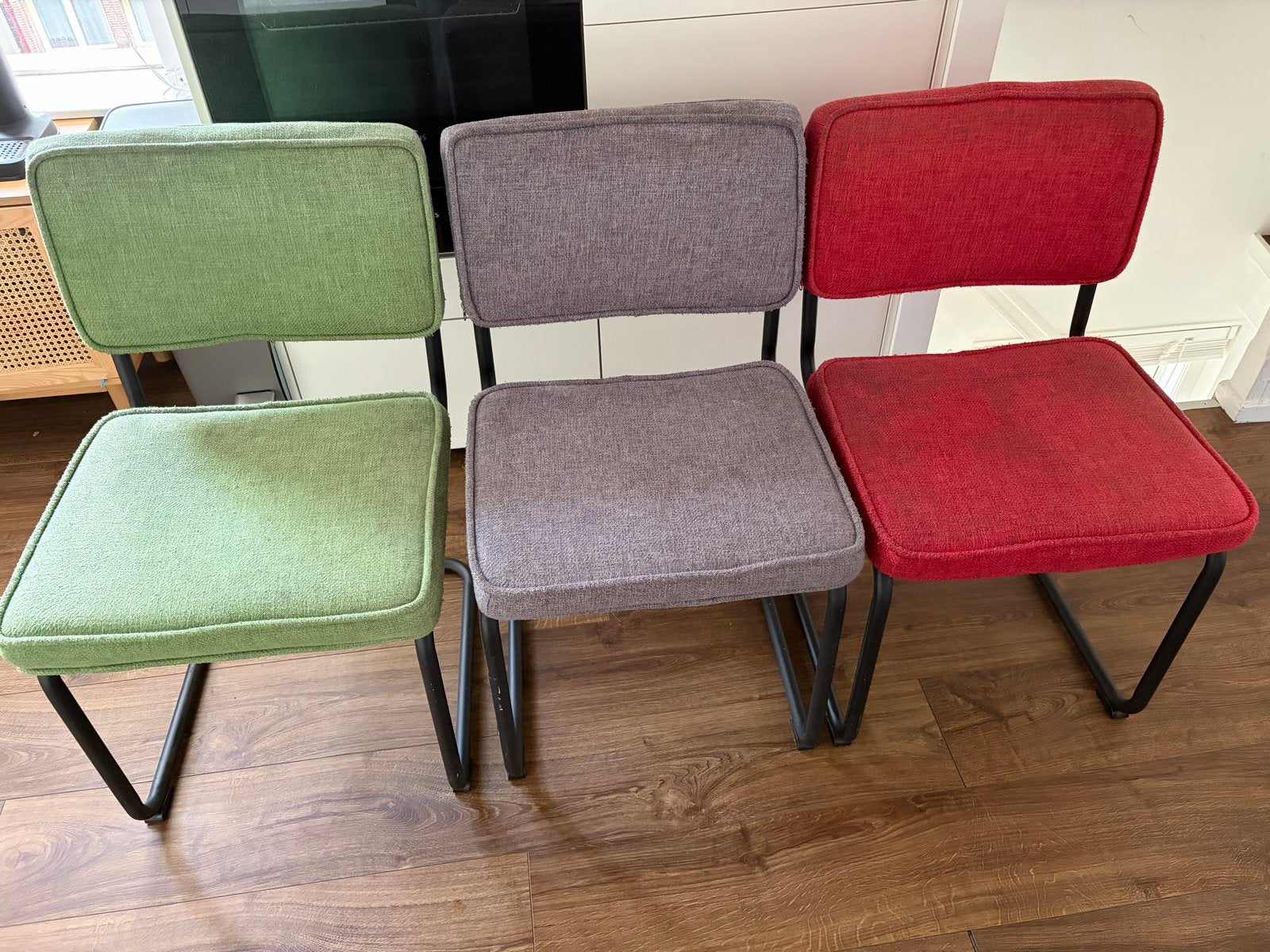 5 eettafel stoelen, Ophalen, Gebruikt, Overige kleuren, Stof