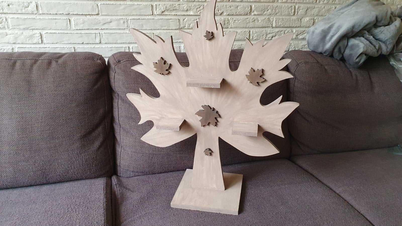 Houten decoratie boom/blad., Ophalen, Zo goed als nieuw, Hout