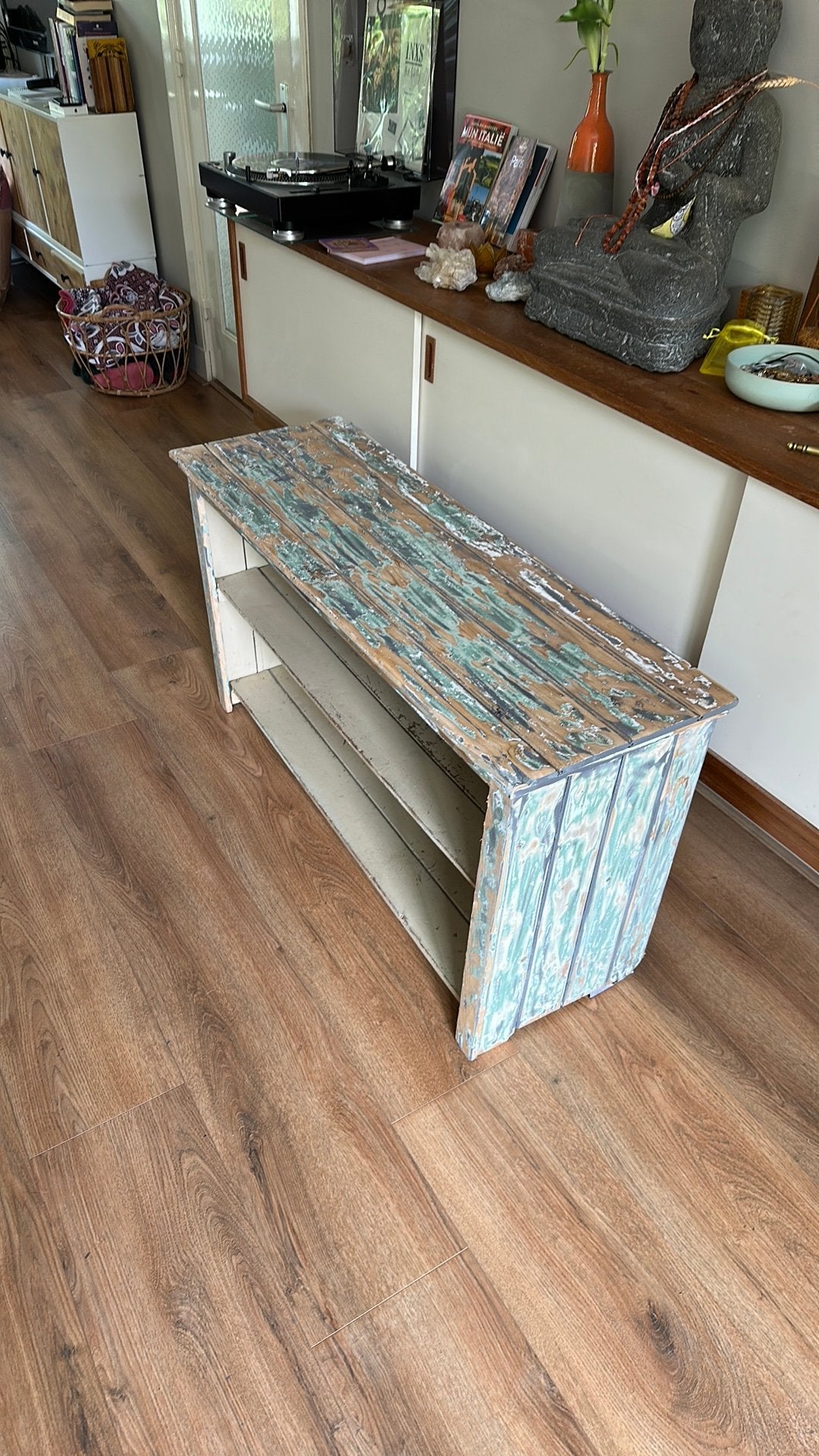Brocante wandkast, Ophalen, Met plank(en), Gebruikt, 100 tot 150 cm