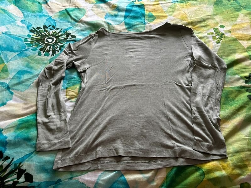 Hema mosgroen shirt lange mouw mt L, Maat 42/44 (L), Ophalen of Verzenden, Lange mouw, Gedragen