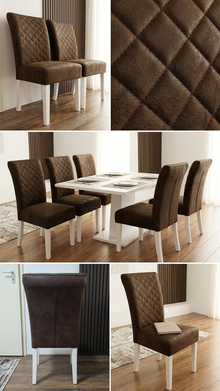 dining chairs set of 6 ( leather), Huis en Inrichting, Ophalen