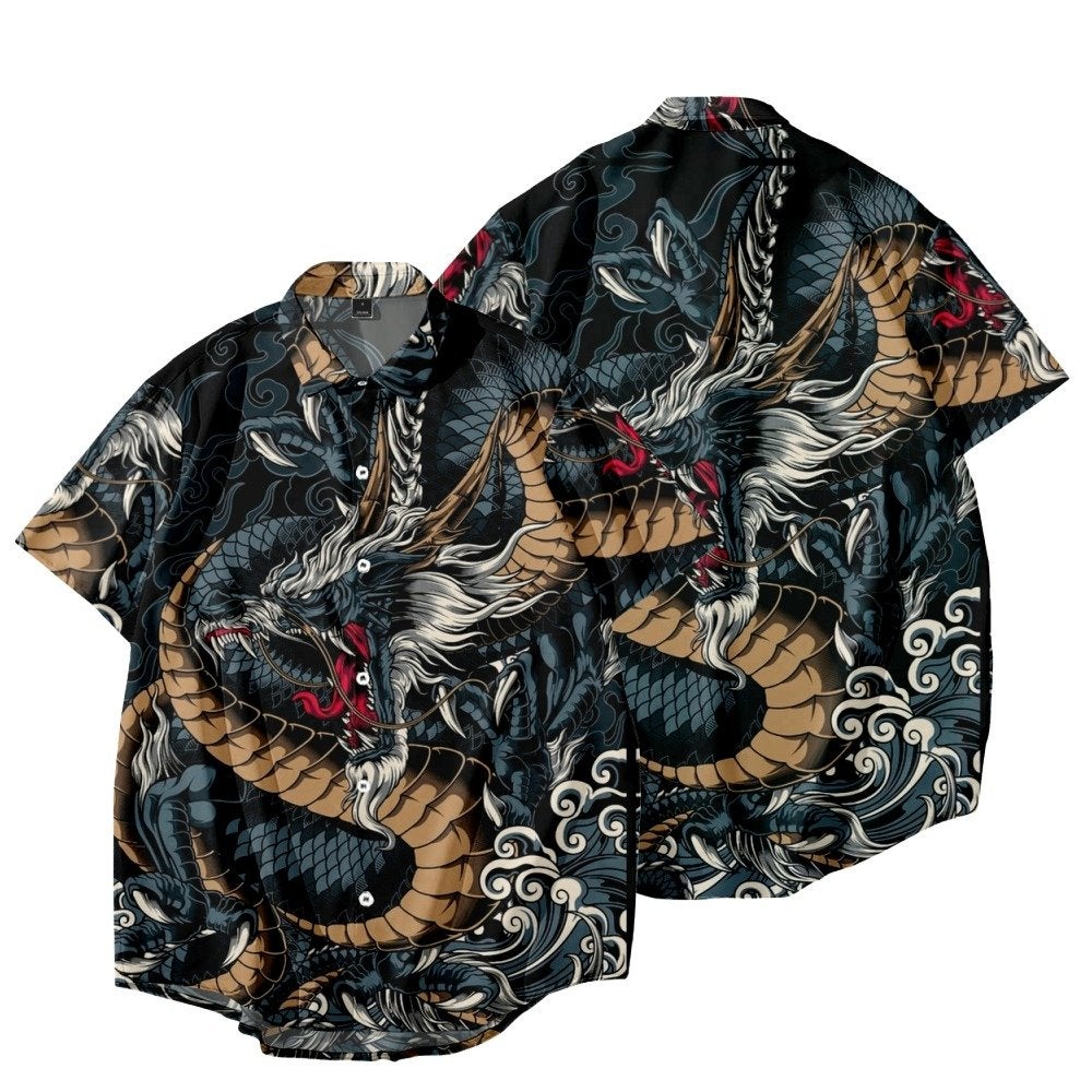 Draken overhemd 4 (heren mannen eng japans shirt fantasie), Verzenden, Nieuw, Meerkleurig, Overige halswijdtes