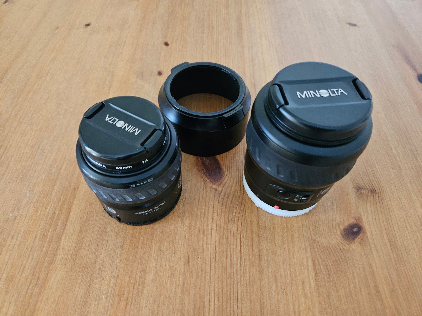 Minolta AF Zoom 35-80mm en AF Zoom 80-200mm lenzen, Ophalen, Gebruikt, Standaardlens, Zoom