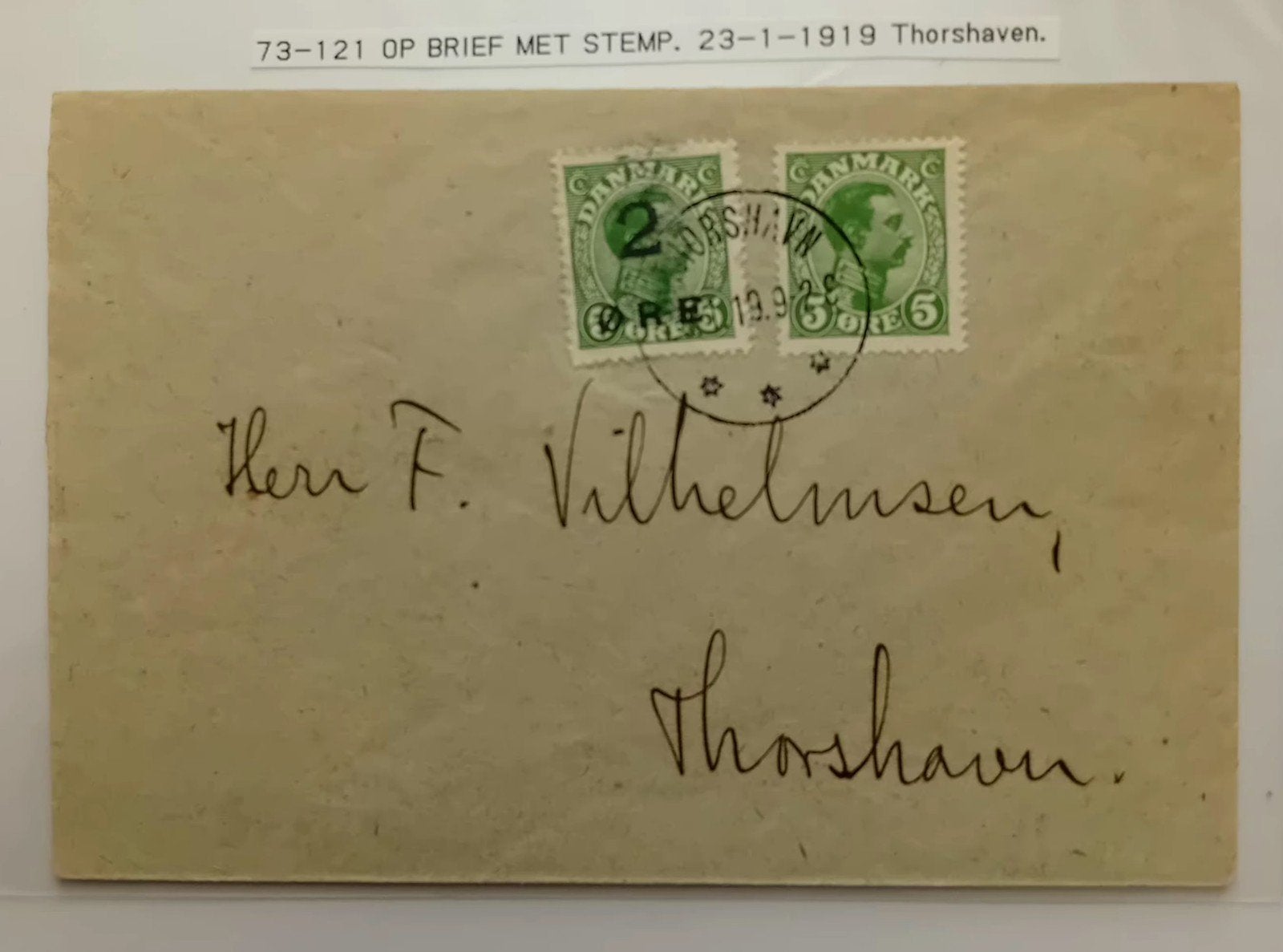 Faeröer  historisch poststuk uit  januari 1919ri, Ophalen of Verzenden, Brief