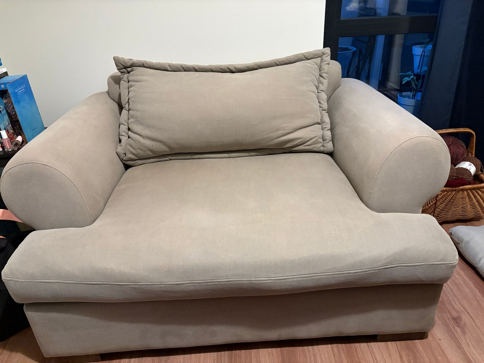 Comfortabele fauteuil, 130x100 cm, gratis af te halen, Ophalen, Gebruikt, Stof, 75 tot 100 cm